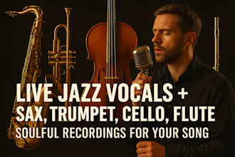 sing your lyrics with live jazz saxophone, flute, cello, trumpet or horn tracks