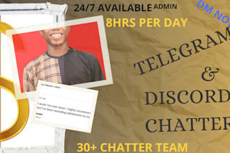 be telegram chatter, discord chatter, community manager, admin, moderator, hype