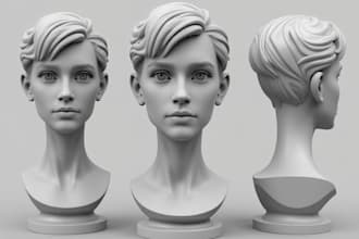 do a custom 3d printable head and 3d bust model from photos, 3d head sculpting