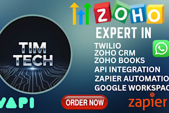 develop custom API integration twilio zoho crm  zapier make com vapi ai