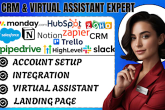 do CRM virtual assistant for hubspot, zoho crm, keap, salesforce, notion, monday
