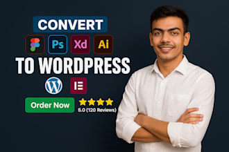 convert figma, PSD, and xd designs to wordpress using elementor, acf, or divi