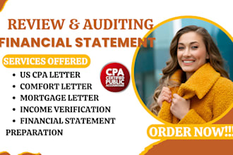 audit review financial statement, US CPA letter, comfort letter mortgage letter