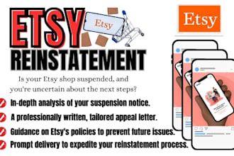 do etsy reinstatement etsy reopen appeal letter writing etsy suspension takedown