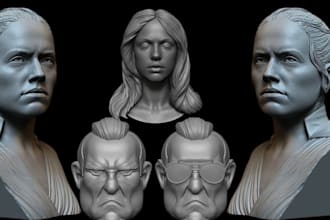 sculpt printable 3d head, 3d head sculpting, 3d head bust, 3d bust model