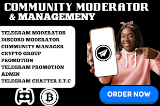 do telegram moderator, discord moderator, admin, community management, crypto