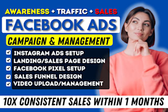 setup and manage facebook ads for kajabi thinkific podia online course promotion