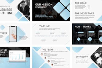 design presentation slides, pitch deck, company profile, proposal brochure logo