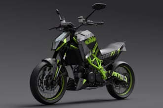 remodel 3d bike, body part design, fivem game asset,autodesk alias, 3d rendering