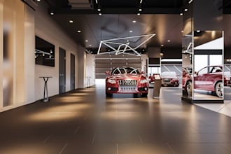 design and render your car showroom, bike showroom in 3d