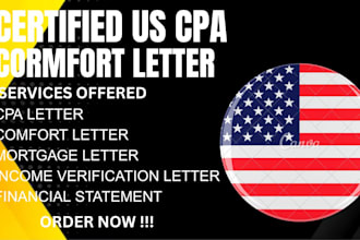 provide a professional CPA letter for income or business verification