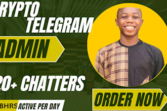 crypto telegram group admin, community manger with 20 chatters in crypto project