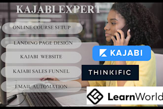 build kajabi website, design kajabi sales funnel landing page, online course