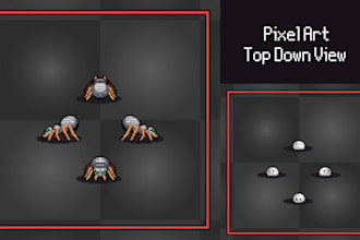 top down view pixel art style for games like super mario bros, legacy of goku