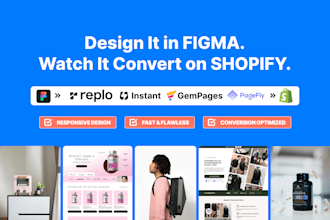 design in figma and build shopify landing page in replo instant gempages pagefly