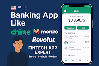 build a professional fintech banking app like chime,  monzo, or revolut