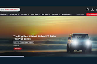 build car accessories website for engine bay headlight, automotive shopify store