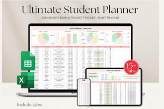 student planner spreadsheet for budget, assignment tracking, and gpa calculator