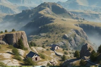 realistic 3d environment, terrain, game map, game environment in unreal engine