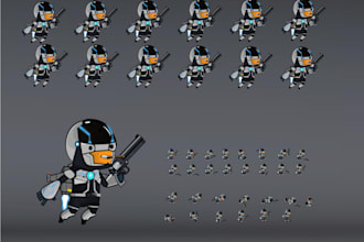 design and animate 2d game asset character sprite sheet for your game