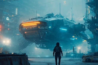 design spaceship, sci fi illustration and sci fi art