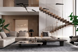 do photorealistic interior design for livingroom, moodboard, virtual staging