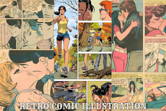 draw vintage nsfw comic illustration retro comic page vintage book cover pop art