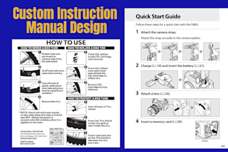 design custom instruction manuals, vector line art for your product step by step