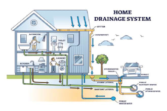 design precise drainage waterflow plan plumbing stamp stunning color illustrate