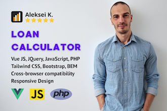 create loan calculator for website with javascript vue html css php