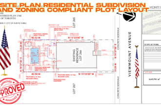 design residential subdivision and zoning compliant plot layout, architect stamp
