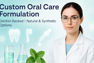 formulate oral or dental care, natural and products as dentist artificial teeth