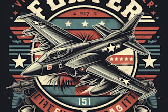 design high quality fighter jet mascot logo with t shirt design