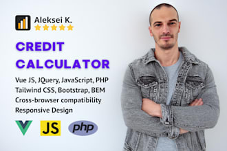 create credit calculator for website with javascript vue html css php