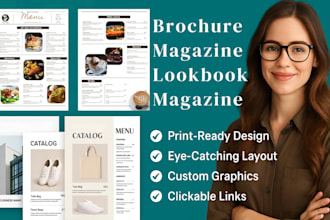 create digital brochure, product catalog, menu, magazine, lookbook for print