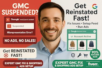 setup gmc, fix google merchant center, fix misrepresentation or do shopping ads