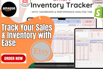create a custom inventory sales tracking spreadsheet for etsy shopify amazon kdp