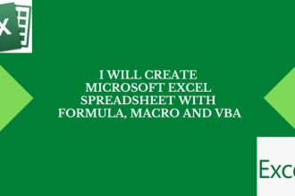 create excel spreadsheet data,formula, charts, vba and macro