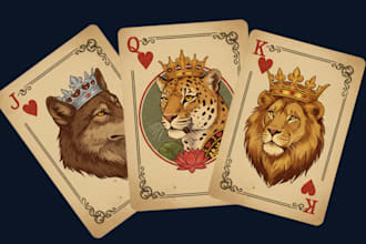 create custom deck of playing card game, poker cards, card box mockup design