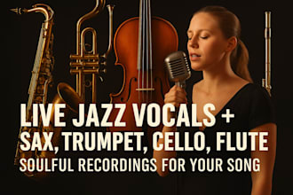 record jazz vocals with saxophone, flute, cello, trumpet or french horn backing