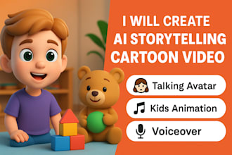 create ai storytelling cartoon video taking avatar kids music animation