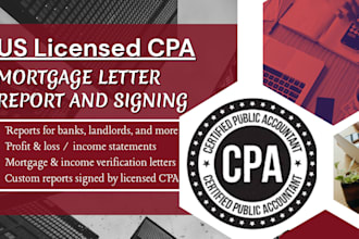us cpa report, income verification letter, mortgage letter report, cpa report