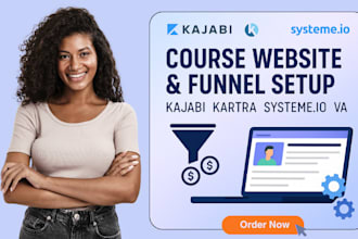 build kajabi kartra systemeio course website, sales funnel and automation setup