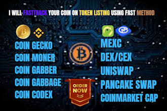 do fast token listing, ico listing, coin listing on coinmarketcap,coin gecko cex