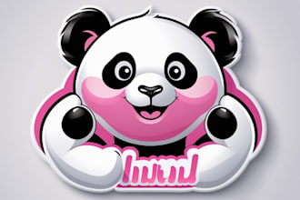 design panda mascot logo with express delivery