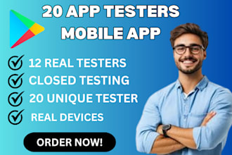 provide 12 tester app testing  20 testers for google play console closed testing