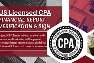 provide income verification letter, us cpa mortgage letter, financial statement