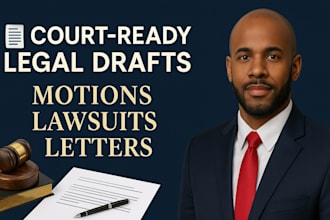 professionally draft motions, petitions, pleadings, lawsuits and legal letters