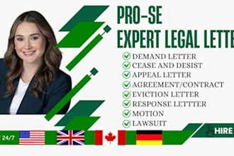 be your US attorney for demand letter, cease and desist, legal motion