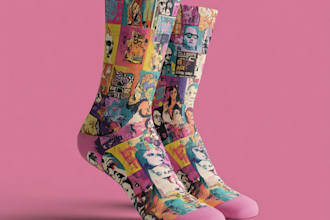 draw a custom and pattern socks design